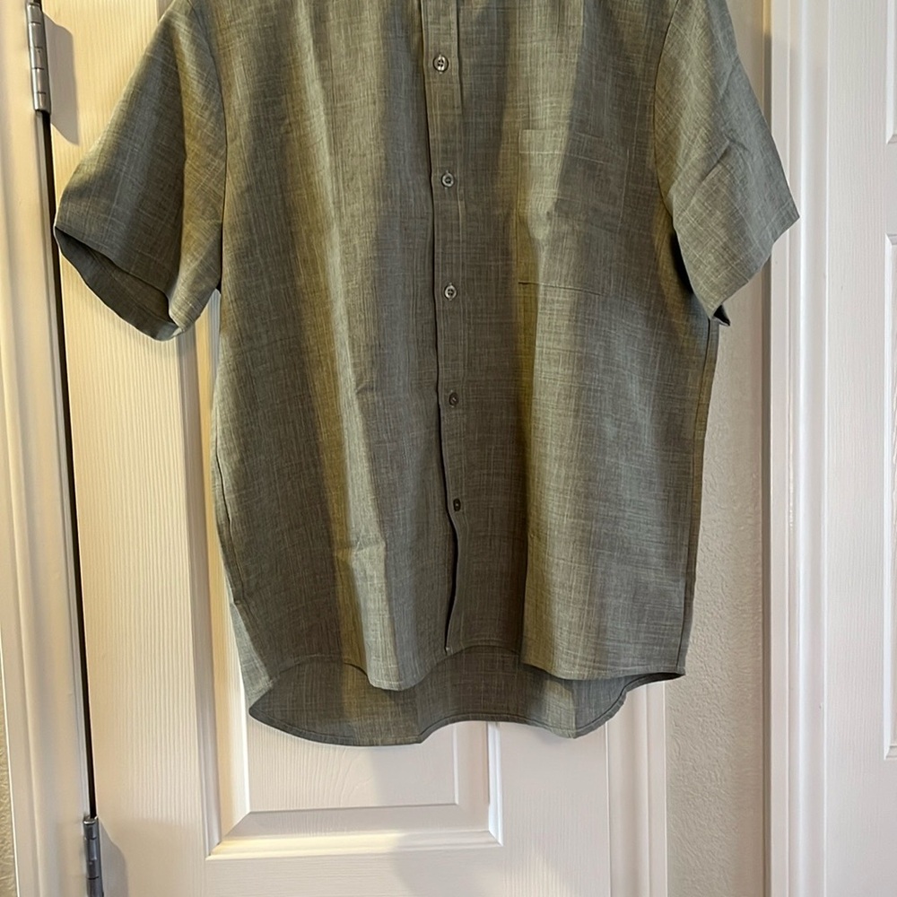 Buddha Stones Men's Green Short Sleeve Shirt New